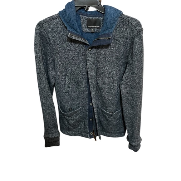 Banana Republic Gray and Blue Zip Up Sweater with Shawl Collar - Picture 1 of 4